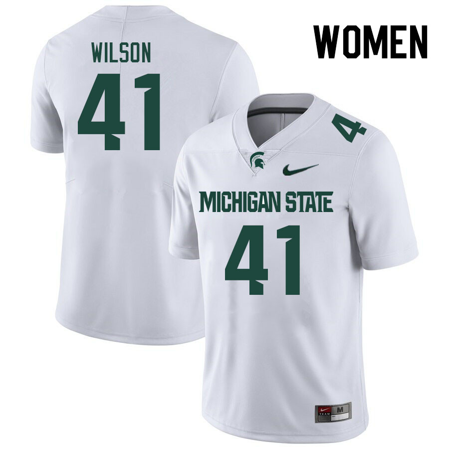 Women #41 Drew Wilson Michigan State Spartans College Football Jerseys Stitched Sale-White